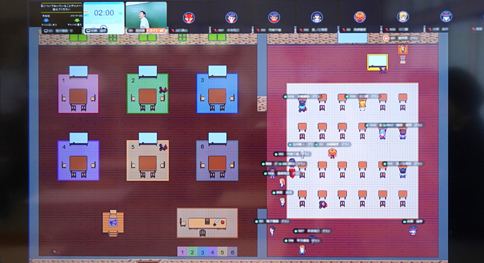 メタバース内の教室に生徒が出席