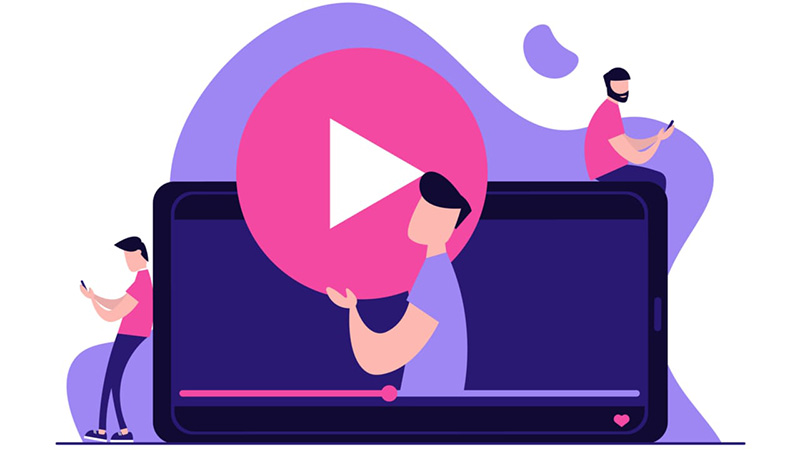 サブスクリプションサービスを利用する人々のイラスト